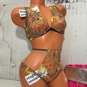 VS LUXE 34 36 38 BRA PANTY SET EMBROIDERY APPLIQUÉ
